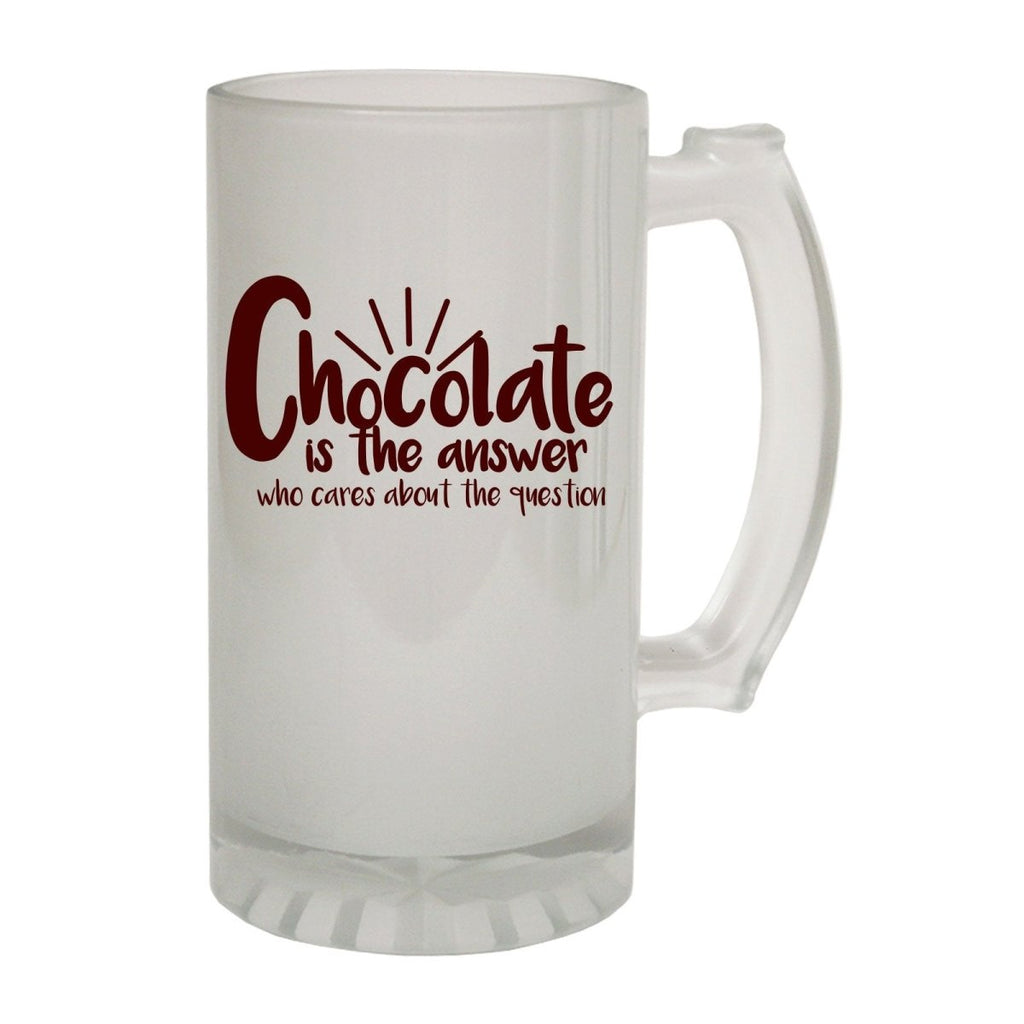Alcohol Food Frosted Glass Beer Stein - Chocolate Answer Choc - Funny Novelty Birthday - 123t Australia | Funny T-Shirts Mugs Novelty Gifts