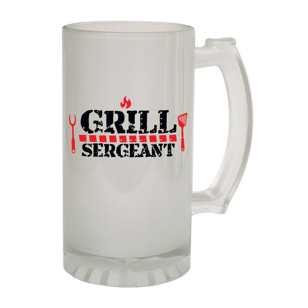 Alcohol Food Frosted Glass Beer Stein - Grill Sergeant BBQ - Funny Novelty Birthday - 123t Australia | Funny T-Shirts Mugs Novelty Gifts