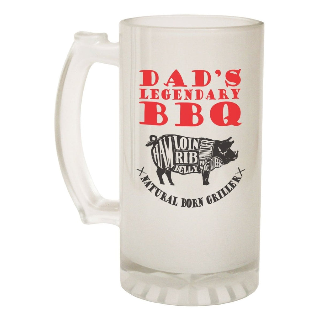 Alcohol Food Frosted Glass Beer Stein - Legendary BBQ Dads Grill Cook - Funny Novelty Birthday - 123t Australia | Funny T-Shirts Mugs Novelty Gifts