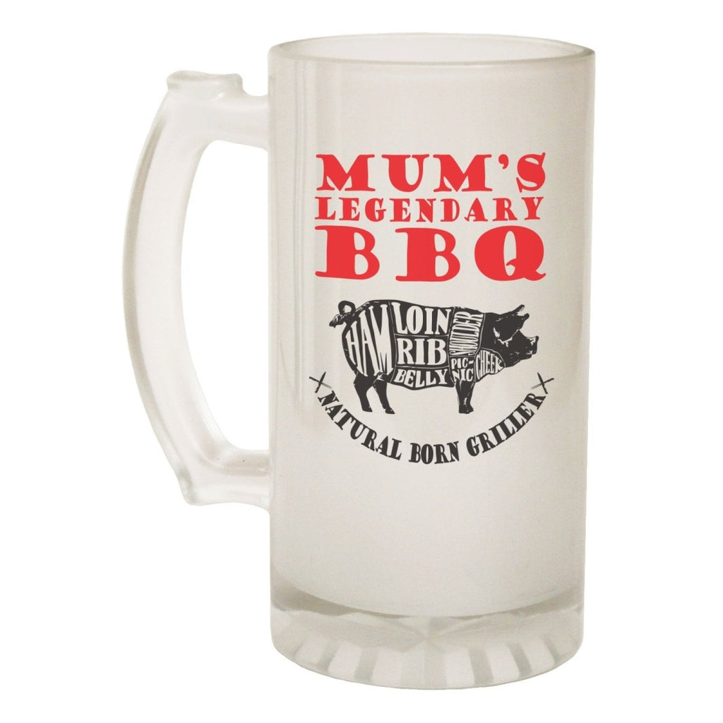 Alcohol Food Frosted Glass Beer Stein - Legendary BBQ Mum Cook - Funny Novelty Birthday - 123t Australia | Funny T-Shirts Mugs Novelty Gifts