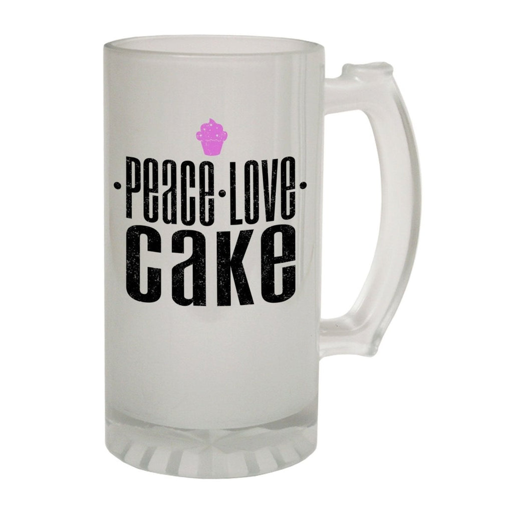 Alcohol Food Frosted Glass Beer Stein - Peace Love Cake Baking - Funny Novelty Birthday - 123t Australia | Funny T-Shirts Mugs Novelty Gifts