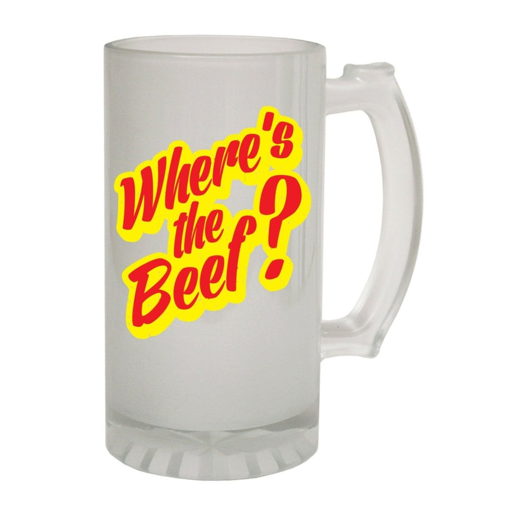 Alcohol Food Frosted Glass Beer Stein - Wheres-The-Beef-BBQ - Funny Novelty Birthday - 123t Australia | Funny T-Shirts Mugs Novelty Gifts