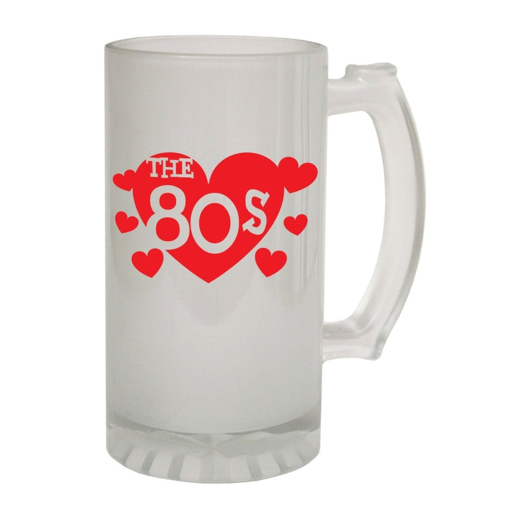 Alcohol Frosted Glass Beer Stein - 80s Heart Retro Classic - Funny Novelty Birthday - 123t Australia | Funny T-Shirts Mugs Novelty Gifts