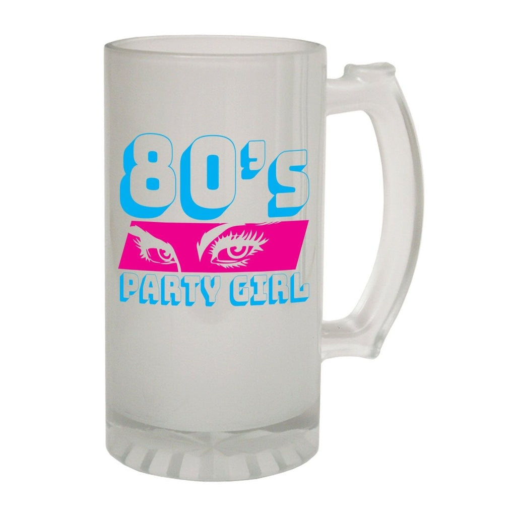 Alcohol Frosted Glass Beer Stein - 80s Party Girl Retro Old Skool - Funny Novelty Birthday - 123t Australia | Funny T-Shirts Mugs Novelty Gifts