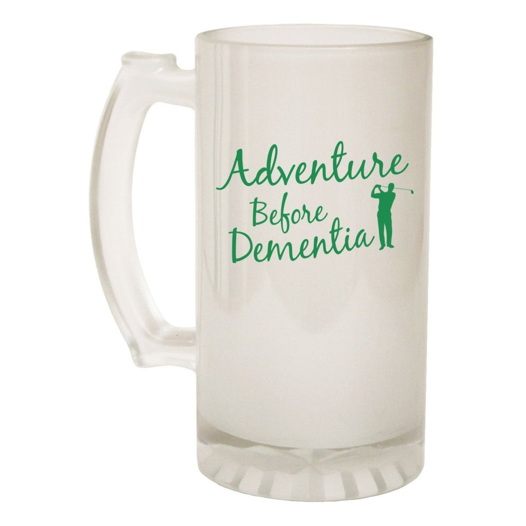 Alcohol Frosted Glass Beer Stein - Adventure Dementia Golf - Funny Novelty Birthday - 123t Australia | Funny T-Shirts Mugs Novelty Gifts