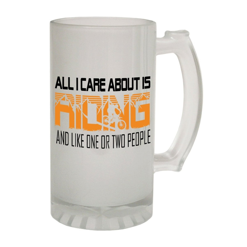 Alcohol Frosted Glass Beer Stein - All I Care About Riding Biking - Funny Novelty Birthday - 123t Australia | Funny T-Shirts Mugs Novelty Gifts
