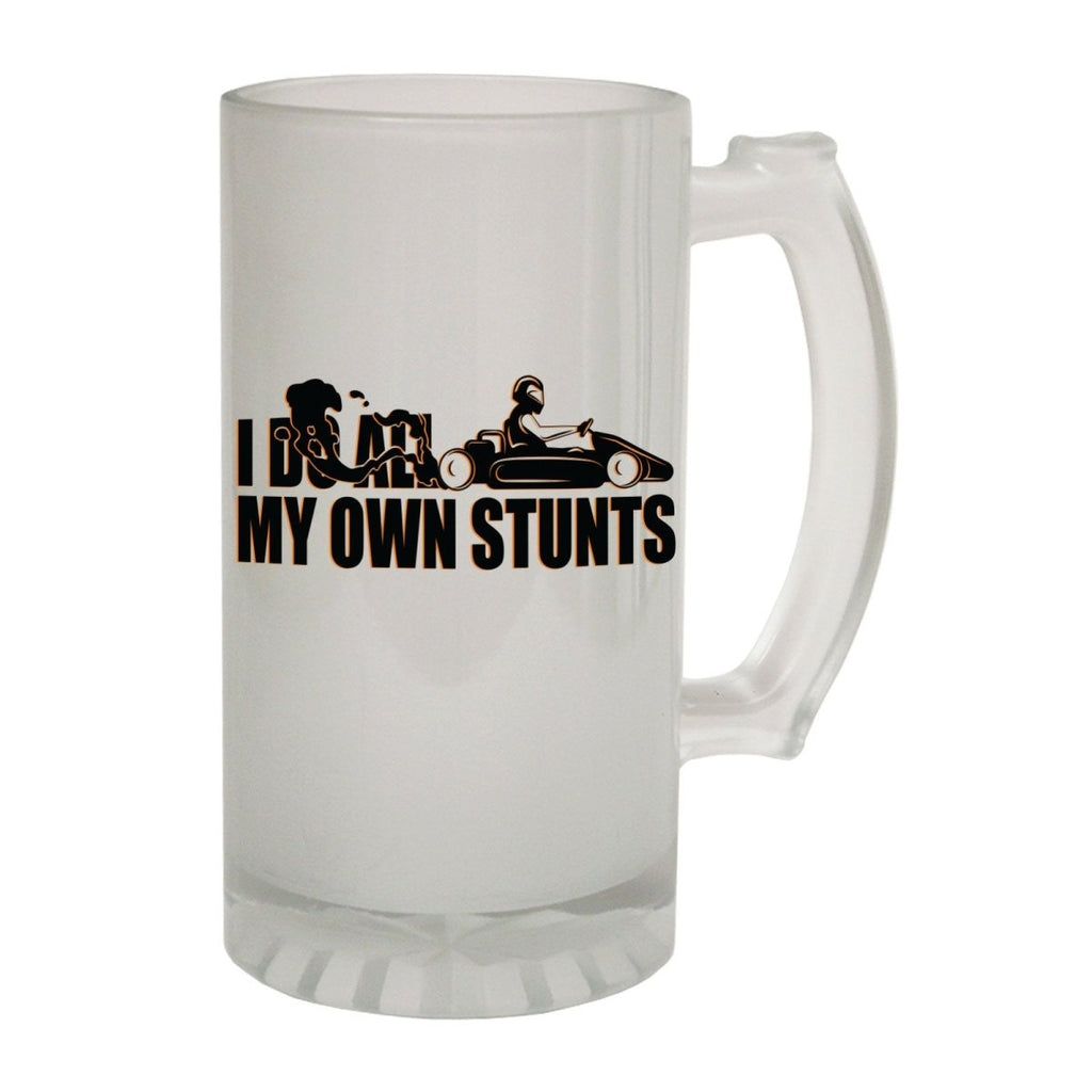 Alcohol Frosted Glass Beer Stein - All My Own Stunts Go Kart - Funny Novelty Birthday - 123t Australia | Funny T-Shirts Mugs Novelty Gifts
