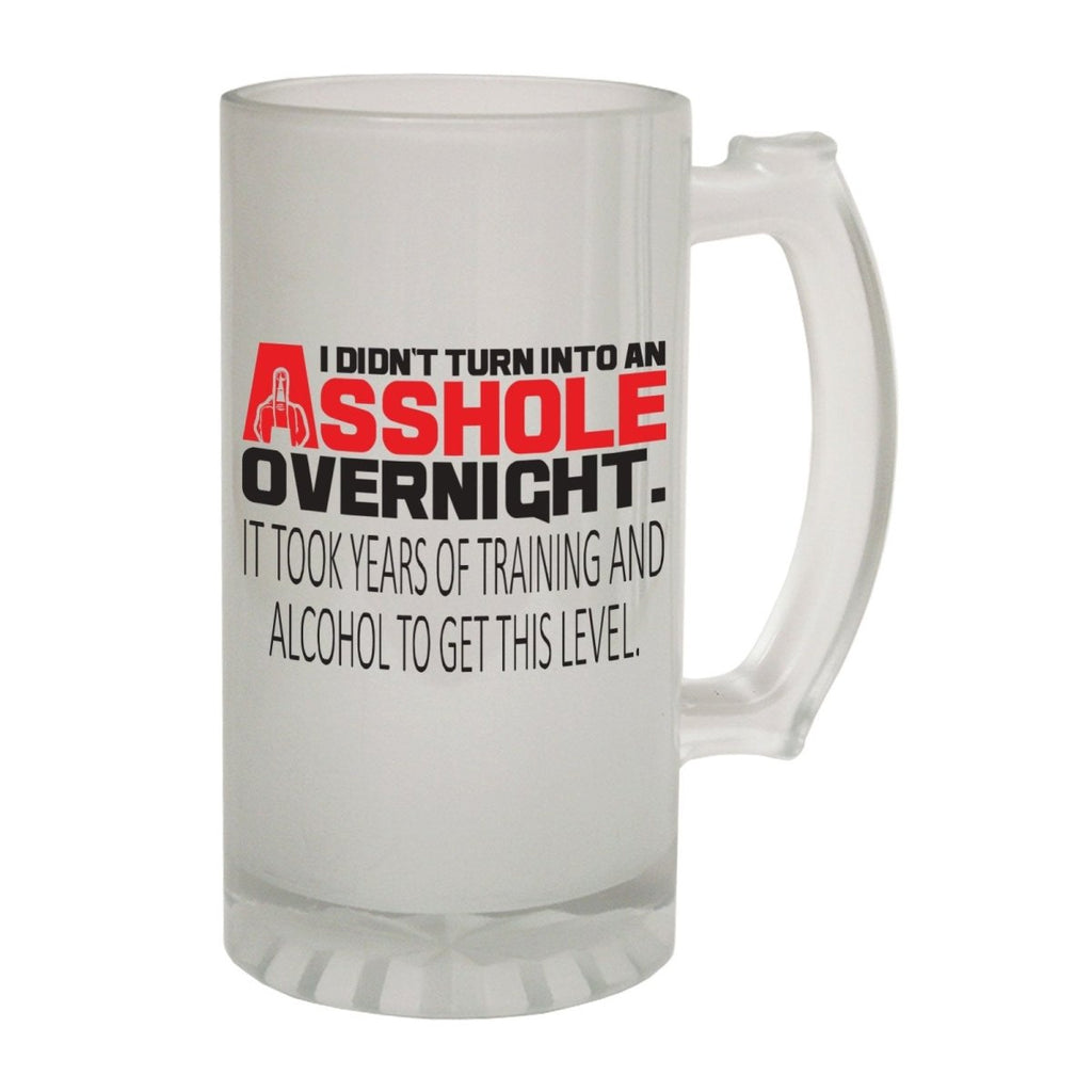 Alcohol Frosted Glass Beer Stein - Asshole Overnight Rude - Funny Novelty Birthday - 123t Australia | Funny T-Shirts Mugs Novelty Gifts