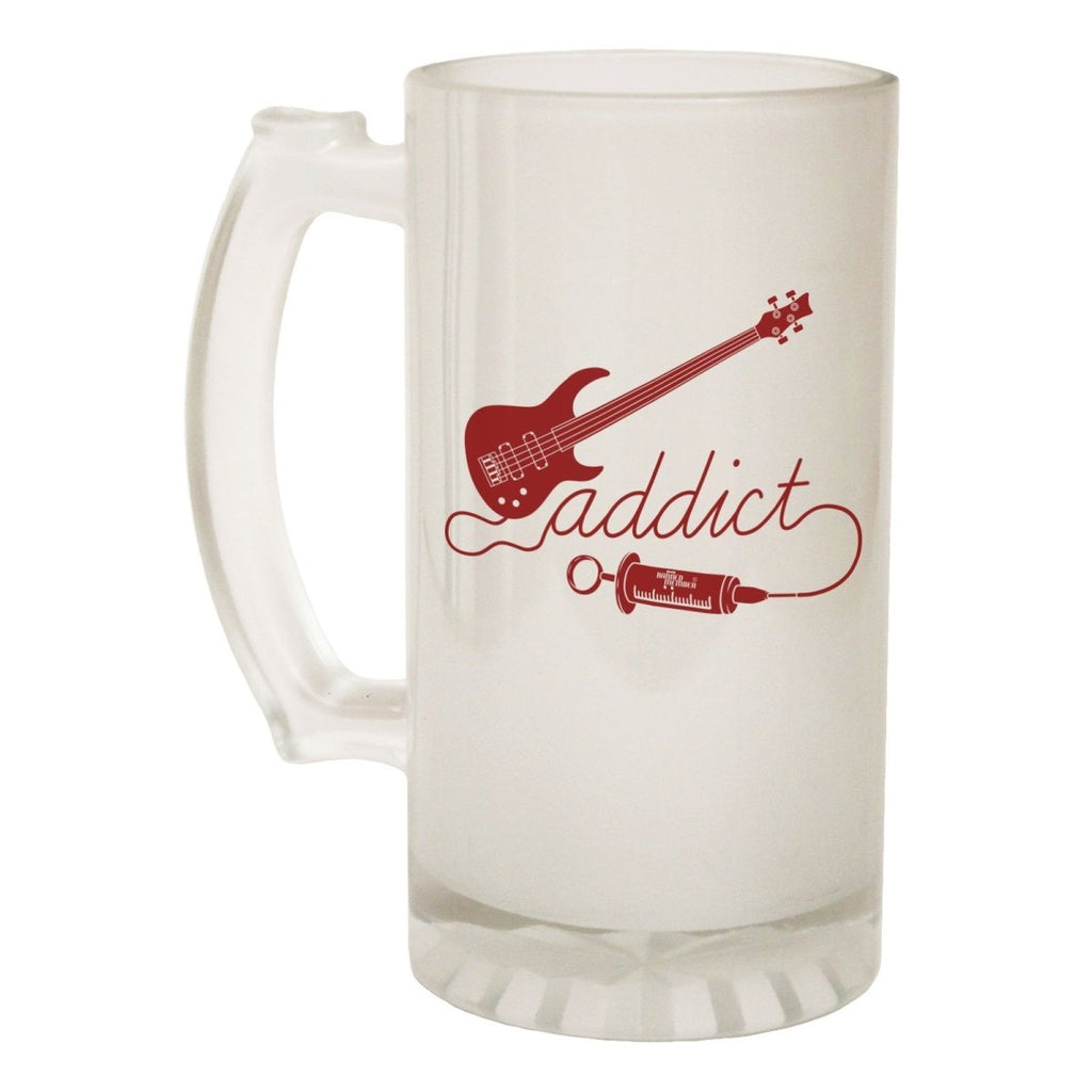 Alcohol Frosted Glass Beer Stein - Bass Addict Guitar - Funny Novelty Birthday - 123t Australia | Funny T-Shirts Mugs Novelty Gifts