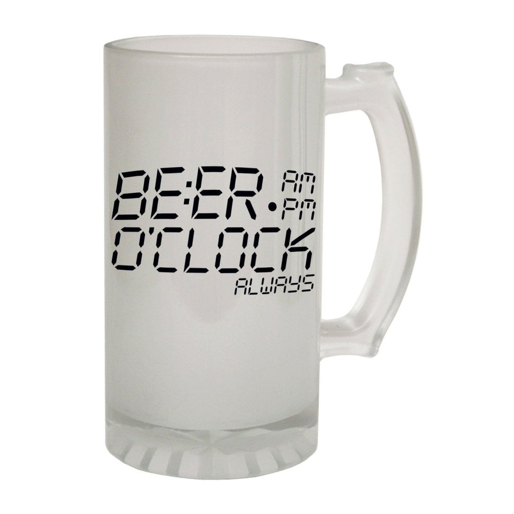 Alcohol Frosted Glass Beer Stein - Beer O Clock Alcohol - Funny Novelty Birthday - 123t Australia | Funny T-Shirts Mugs Novelty Gifts