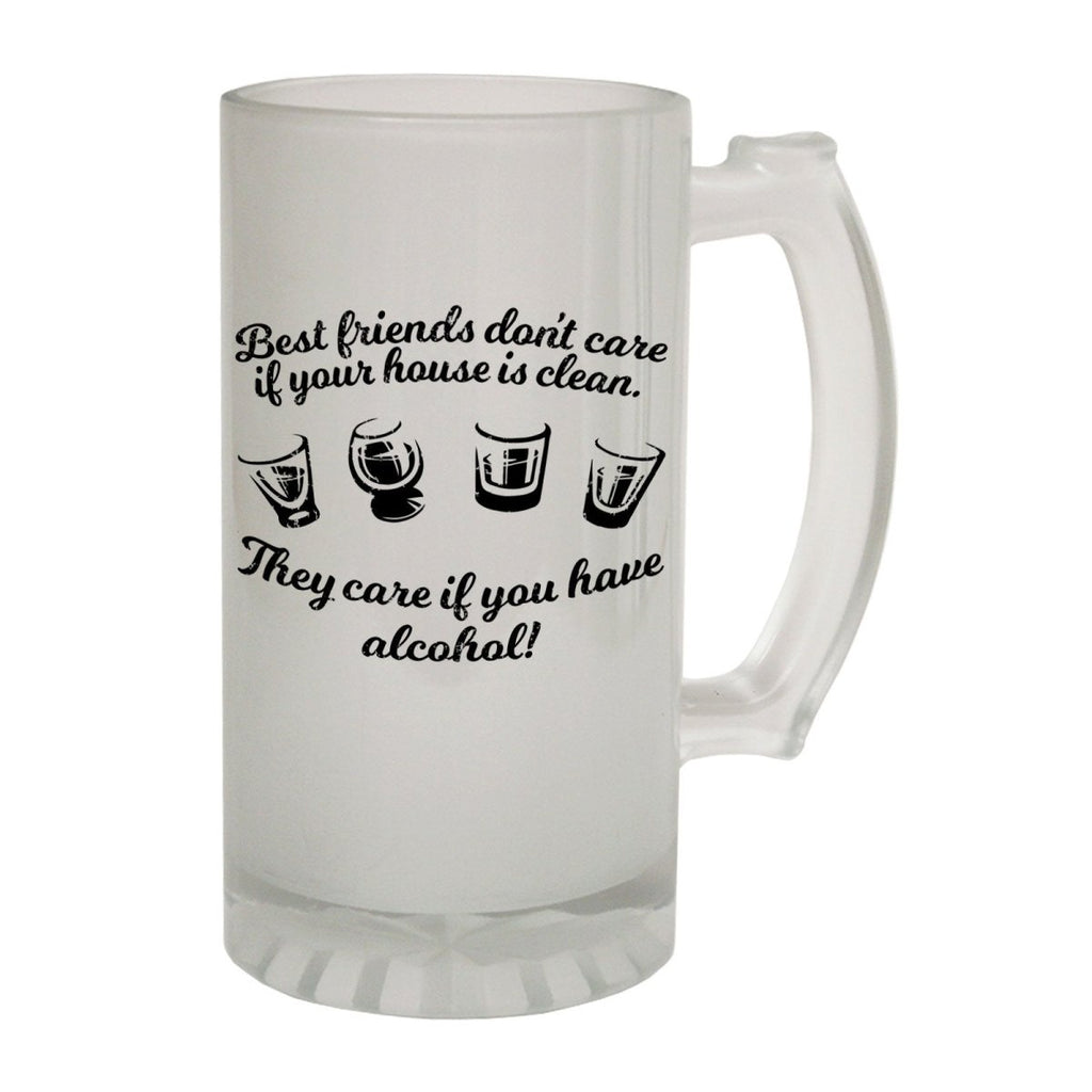 Alcohol Frosted Glass Beer Stein - Best Friends Alcohol - Funny Novelty Birthday - 123t Australia | Funny T-Shirts Mugs Novelty Gifts