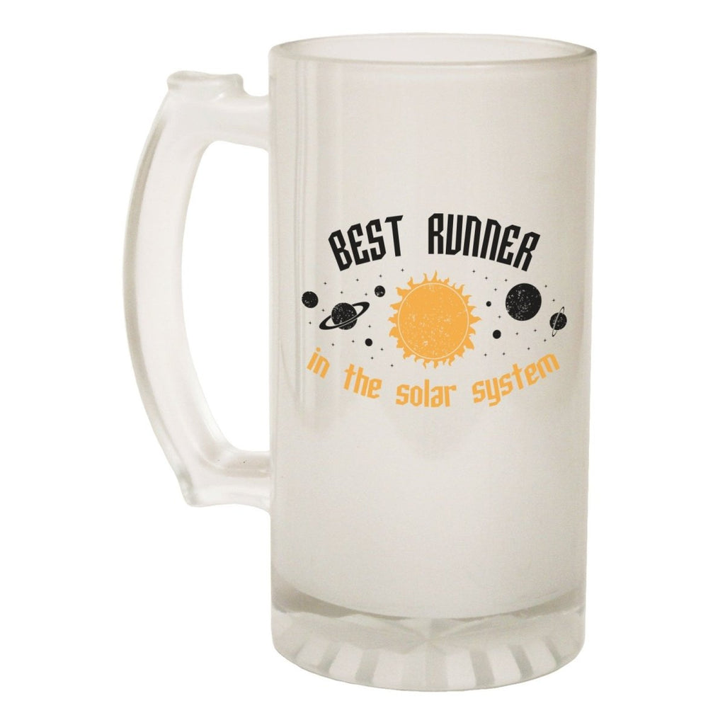 Alcohol Frosted Glass Beer Stein - Best Runner Solar System Running - Funny Novelty Birthday - 123t Australia | Funny T-Shirts Mugs Novelty Gifts