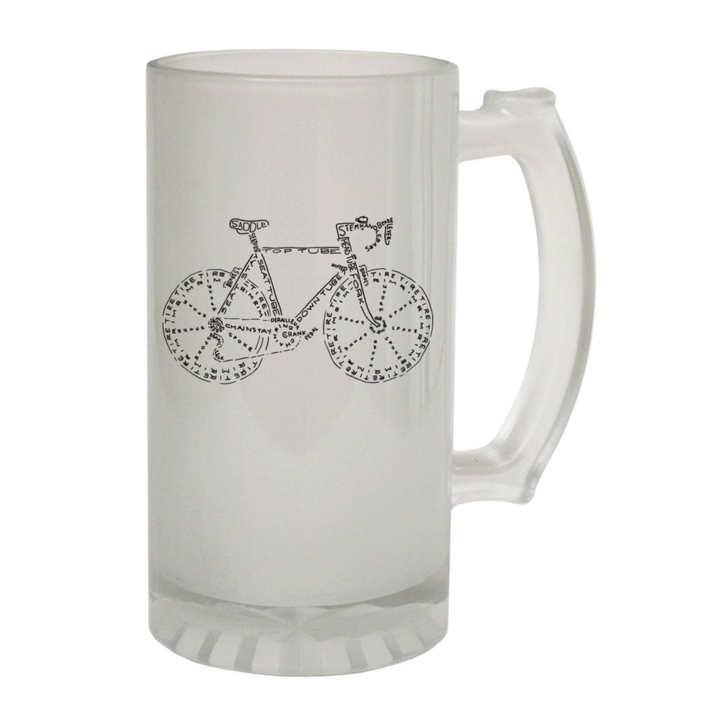 Alcohol Frosted Glass Beer Stein - Bicycle Parts Cycling - Funny Novelty Birthday - 123t Australia | Funny T-Shirts Mugs Novelty Gifts