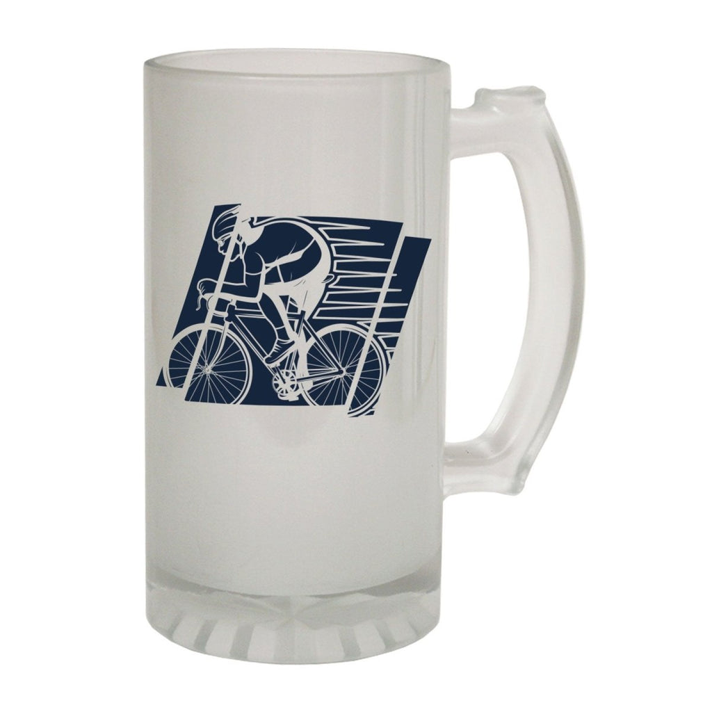 Alcohol Frosted Glass Beer Stein - Bike Cyclist Sign - Funny Novelty Birthday - 123t Australia | Funny T-Shirts Mugs Novelty Gifts