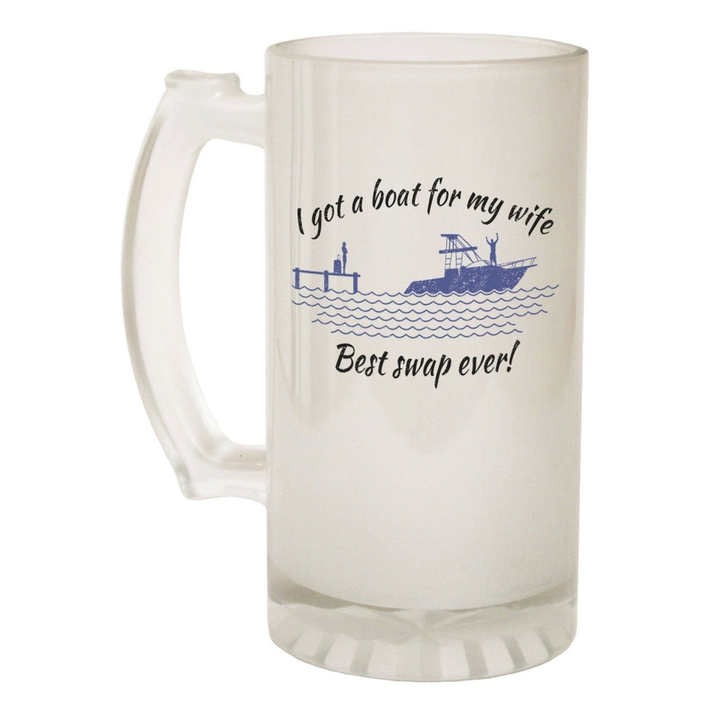 Alcohol Frosted Glass Beer Stein - Boat For My Wife - Funny Novelty Birthday - 123t Australia | Funny T-Shirts Mugs Novelty Gifts