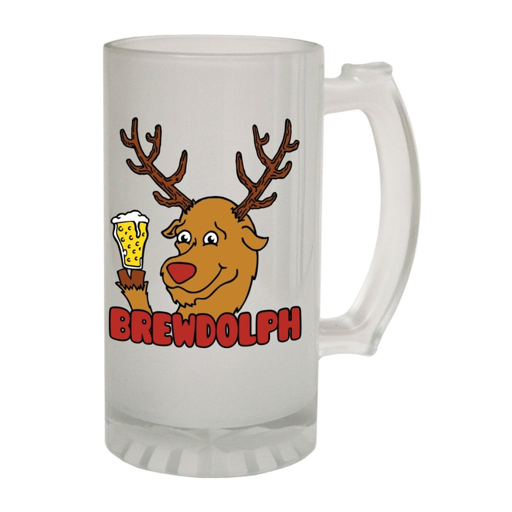 Alcohol Frosted Glass Beer Stein - Brewdolph Alcohol - Funny Novelty Birthday - 123t Australia | Funny T-Shirts Mugs Novelty Gifts