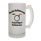 Alcohol Frosted Glass Beer Stein - Buckle Up Buttercup - Funny Novelty Birthday - 123t Australia | Funny T-Shirts Mugs Novelty Gifts
