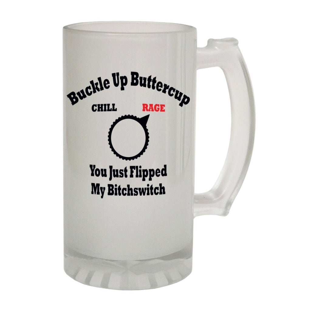 Alcohol Frosted Glass Beer Stein - Buckle Up Buttercup - Funny Novelty Birthday - 123t Australia | Funny T-Shirts Mugs Novelty Gifts