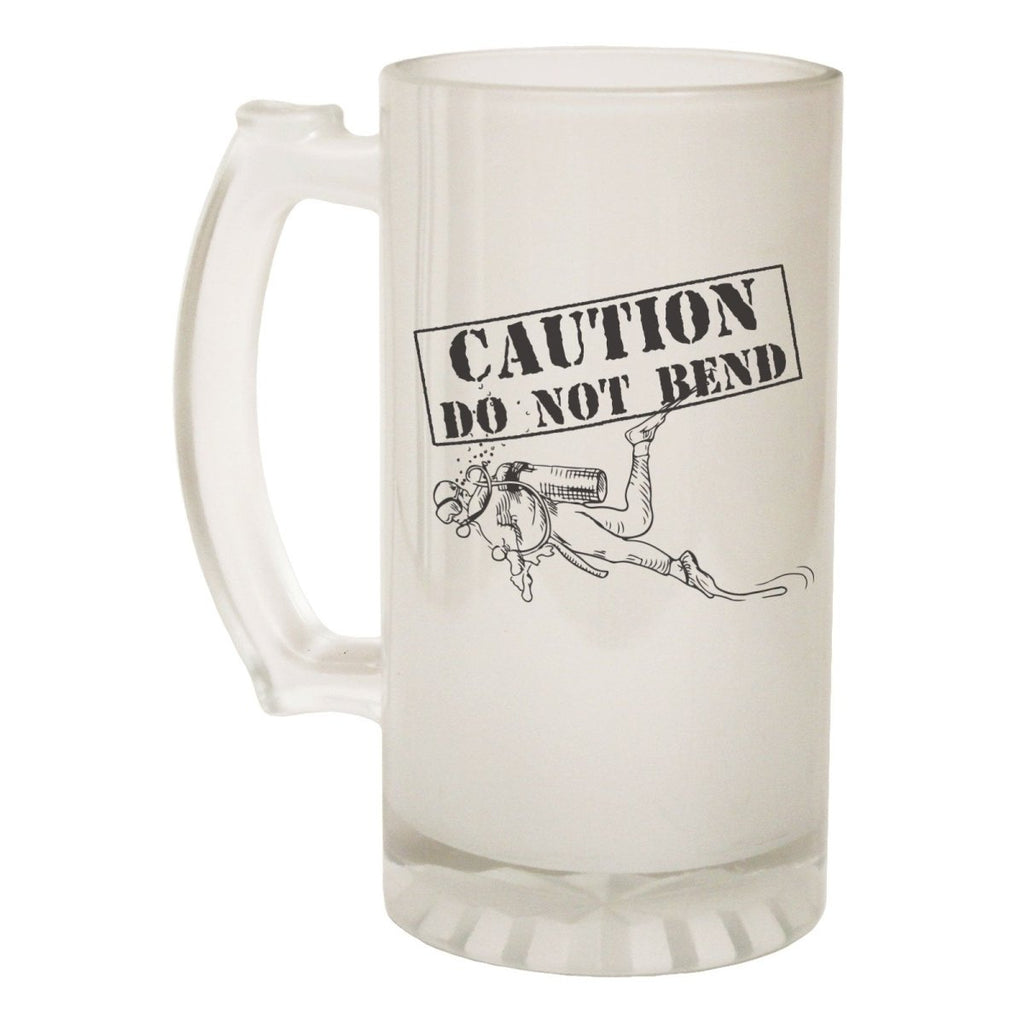 Alcohol Frosted Glass Beer Stein - Caution Do Not Bend Scuba - Funny Novelty Birthday - 123t Australia | Funny T-Shirts Mugs Novelty Gifts