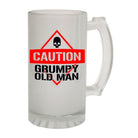 Alcohol Frosted Glass Beer Stein - Caution Grumpy Old Man Funny - Funny Novelty Birthday - 123t Australia | Funny T-Shirts Mugs Novelty Gifts