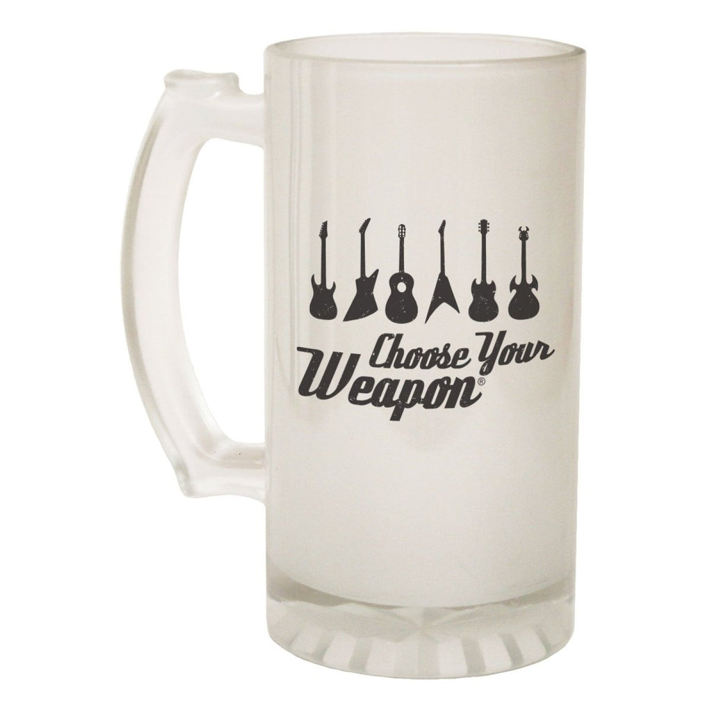 Alcohol Frosted Glass Beer Stein - Choose Your Weapon Guitar - Funny Novelty Birthday - 123t Australia | Funny T-Shirts Mugs Novelty Gifts