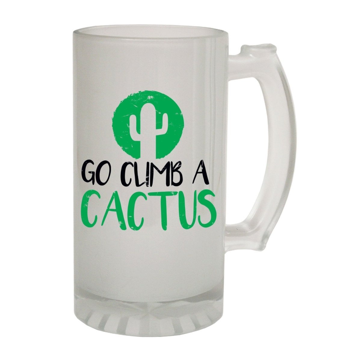Alcohol Frosted Glass Beer Stein - Climb A Cactus Rude - Funny Novelty Birthday - 123t Australia | Funny T-Shirts Mugs Novelty Gifts