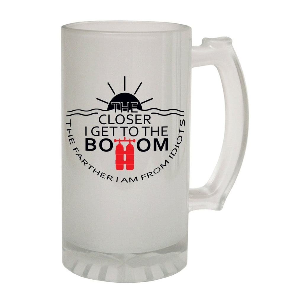 Alcohol Frosted Glass Beer Stein - Closer I Get To Bottom - Funny Novelty Birthday - 123t Australia | Funny T-Shirts Mugs Novelty Gifts