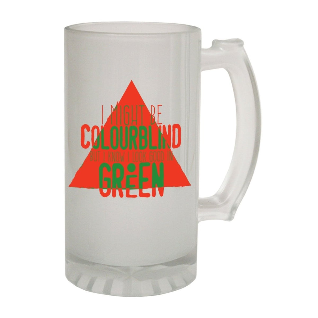 Alcohol Frosted Glass Beer Stein - Colourblind Green Joke - Funny Novelty Birthday - 123t Australia | Funny T-Shirts Mugs Novelty Gifts