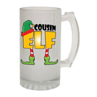 Alcohol Frosted Glass Beer Stein - Cousin Elf Family - Funny Novelty Birthday - 123t Australia | Funny T-Shirts Mugs Novelty Gifts