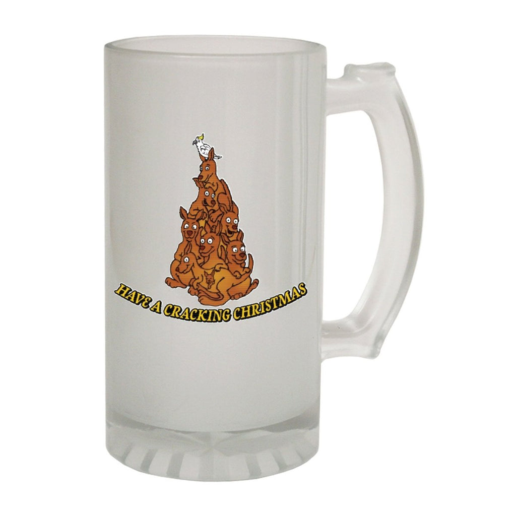 Alcohol Frosted Glass Beer Stein - Cracking Christmas Roo - Funny Novelty Birthday - 123t Australia | Funny T-Shirts Mugs Novelty Gifts