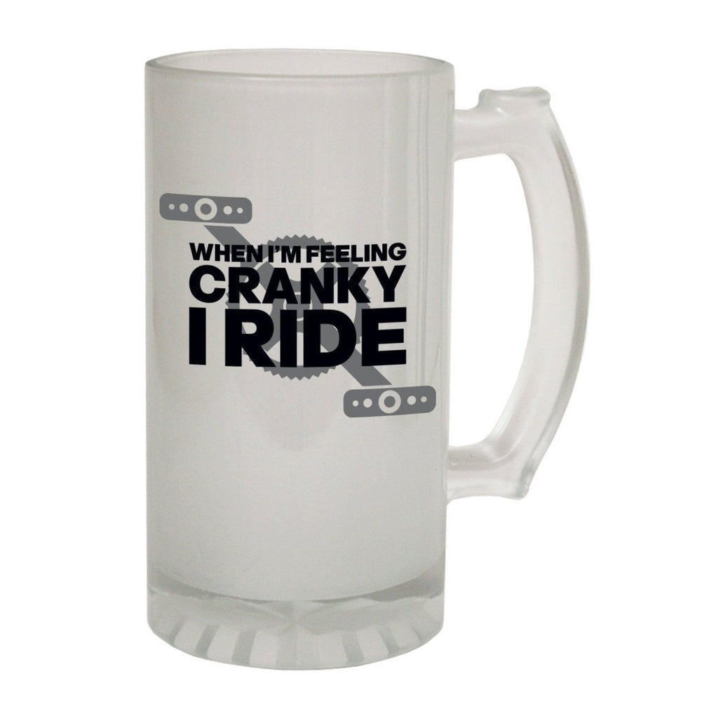 Alcohol Frosted Glass Beer Stein - Cranky I Ride Cycling Rider - Funny Novelty Birthday - 123t Australia | Funny T-Shirts Mugs Novelty Gifts
