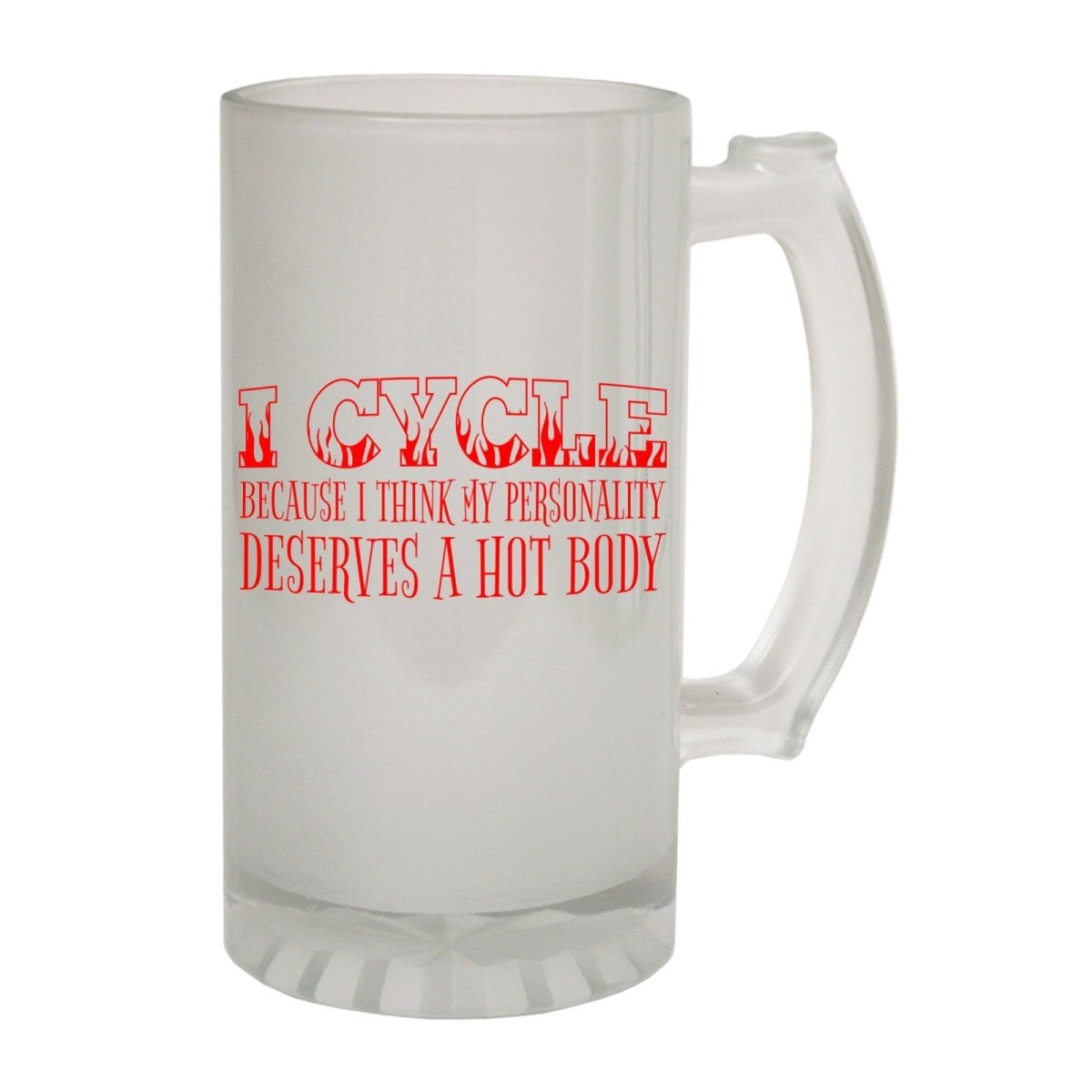 Alcohol Frosted Glass Beer Stein - Cycle Because Personality Cycling - Funny Novelty Birthday - 123t Australia | Funny T-Shirts Mugs Novelty Gifts