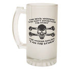 Alcohol Frosted Glass Beer Stein - Devil Whispers Quote - Funny Novelty Birthday - 123t Australia | Funny T-Shirts Mugs Novelty Gifts