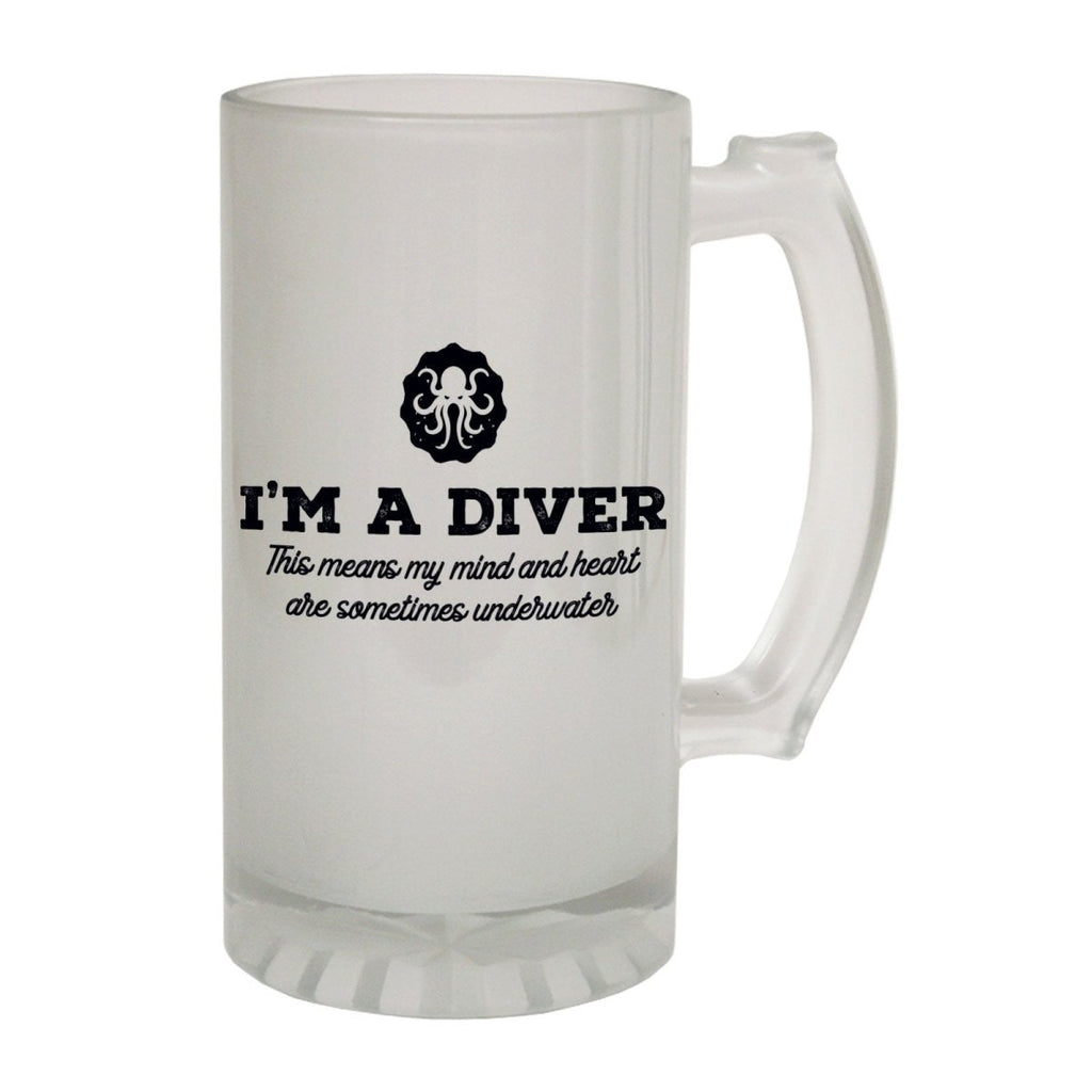 Alcohol Frosted Glass Beer Stein - Diver This Means Scuba - Funny Novelty Birthday - 123t Australia | Funny T-Shirts Mugs Novelty Gifts