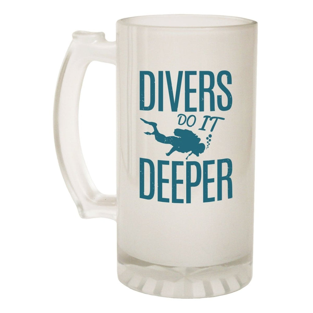 Alcohol Frosted Glass Beer Stein - Divers Do It Deeper Scuba - Funny Novelty Birthday - 123t Australia | Funny T-Shirts Mugs Novelty Gifts