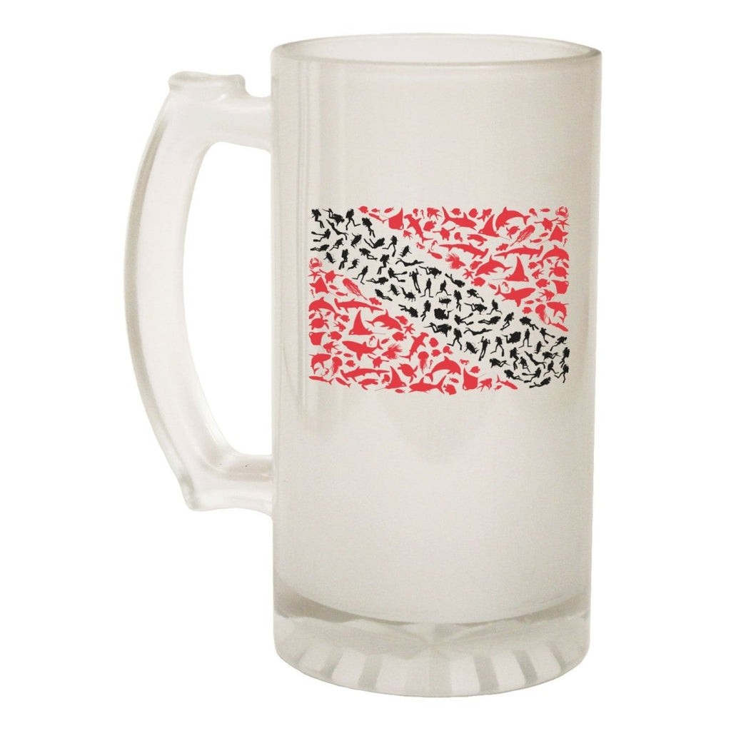 Alcohol Frosted Glass Beer Stein - Divers Flag Scuba Diving - Funny Novelty Birthday - 123t Australia | Funny T-Shirts Mugs Novelty Gifts
