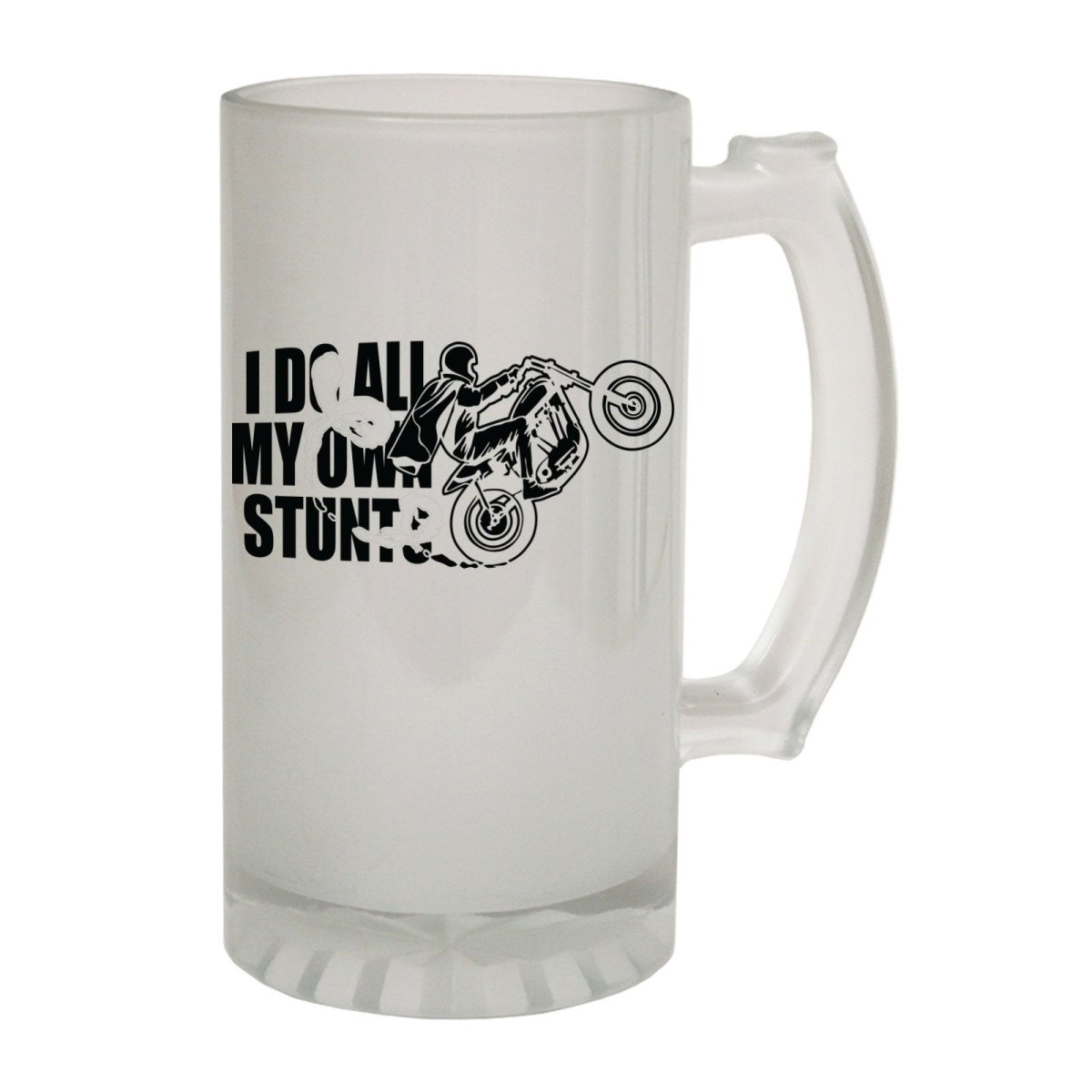 Alcohol Frosted Glass Beer Stein - Do My Own Stunts Motorbike - Funny Novelty Birthday - 123t Australia | Funny T-Shirts Mugs Novelty Gifts