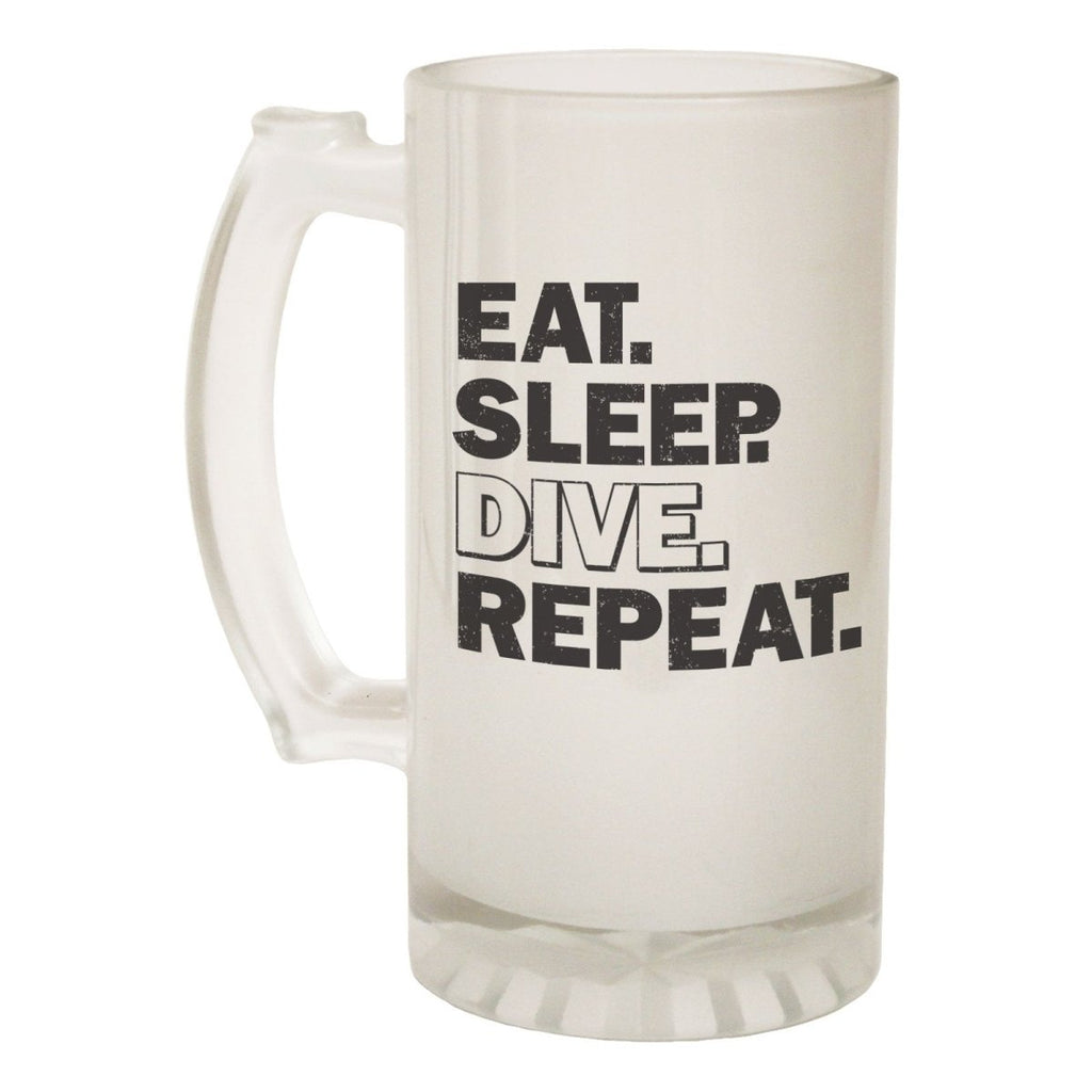 Alcohol Frosted Glass Beer Stein - Eat Sleep Dive Repeat Scuba - Funny Novelty Birthday - 123t Australia | Funny T-Shirts Mugs Novelty Gifts