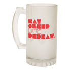 Alcohol Frosted Glass Beer Stein - Eat Sleep Run Repeat - Funny Novelty Birthday - 123t Australia | Funny T-Shirts Mugs Novelty Gifts