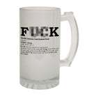 Alcohol Frosted Glass Beer Stein - F Word Noun Joke - Funny Novelty Birthday - 123t Australia | Funny T-Shirts Mugs Novelty Gifts
