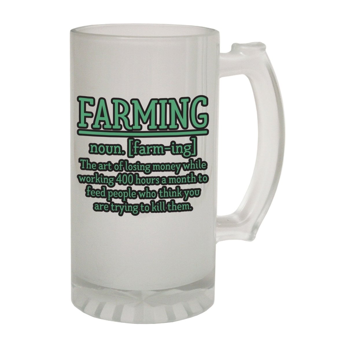 Alcohol Frosted Glass Beer Stein - Farming Noun Farmer - Funny Novelty Birthday - 123t Australia | Funny T-Shirts Mugs Novelty Gifts