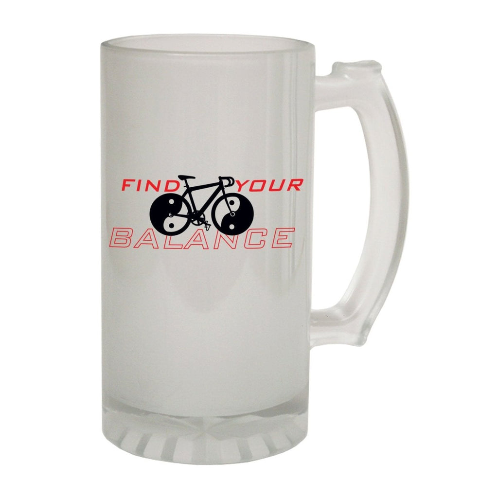 Alcohol Frosted Glass Beer Stein - Find Balance Cycling Yin Yang - Funny Novelty Birthday - 123t Australia | Funny T-Shirts Mugs Novelty Gifts