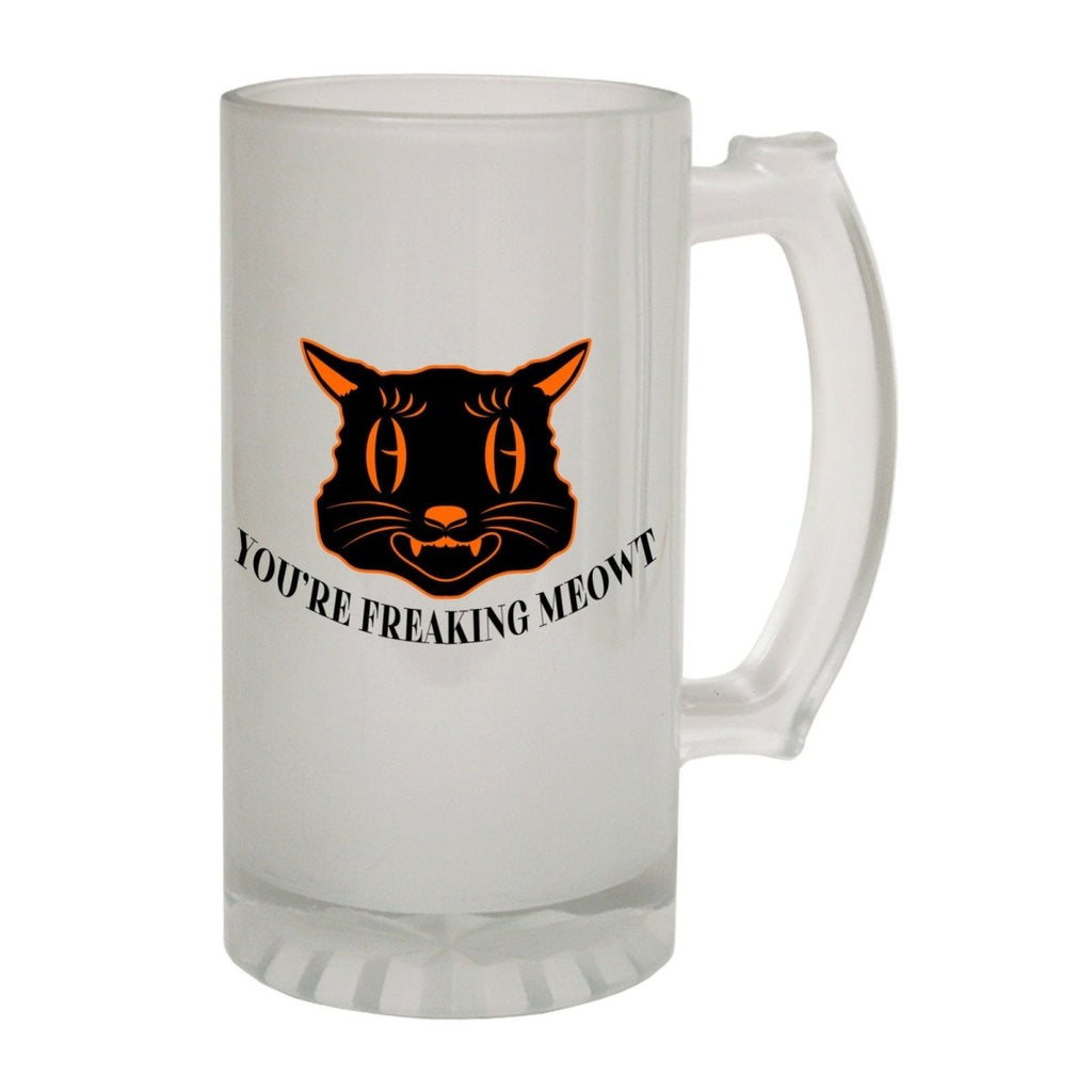 Alcohol Frosted Glass Beer Stein - Freaking Meowt Halloween - Funny Novelty Birthday - 123t Australia | Funny T-Shirts Mugs Novelty Gifts