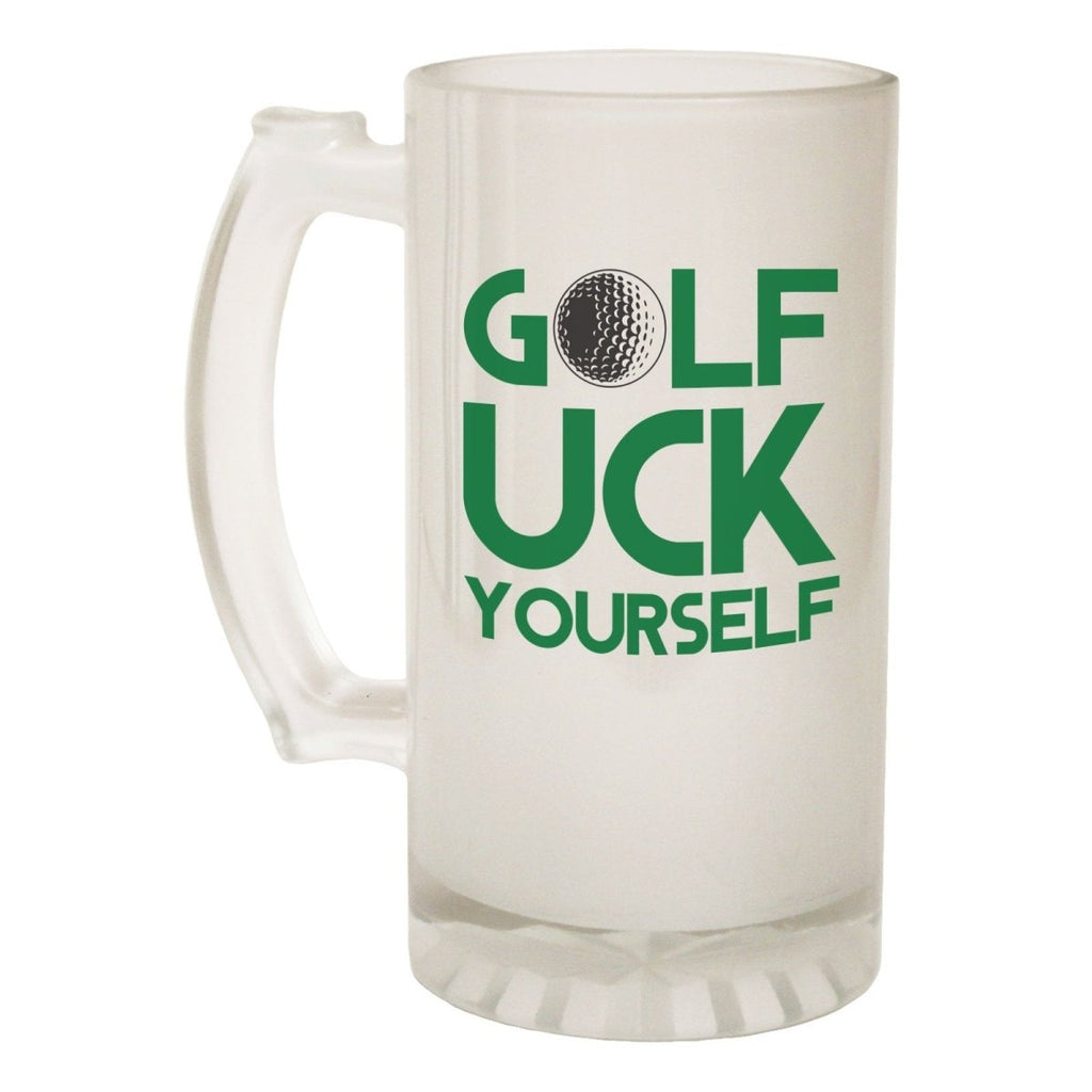 Alcohol Frosted Glass Beer Stein - Golf Uck Yourself Golfer - Funny Novelty Birthday - 123t Australia | Funny T-Shirts Mugs Novelty Gifts