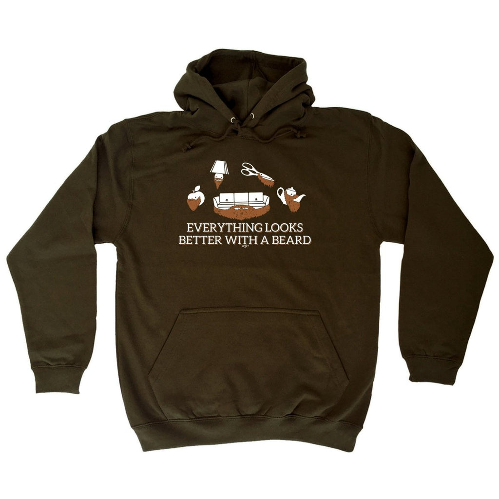 Animal Everything Looks Better With A Beard - Funny Novelty Hoodies Hoodie - 123t Australia | Funny T-Shirts Mugs Novelty Gifts