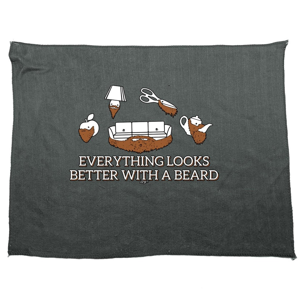 Animal Everything Looks Better With A Beard - Funny Novelty Soft Sport Microfiber Towel - 123t Australia | Funny T-Shirts Mugs Novelty Gifts