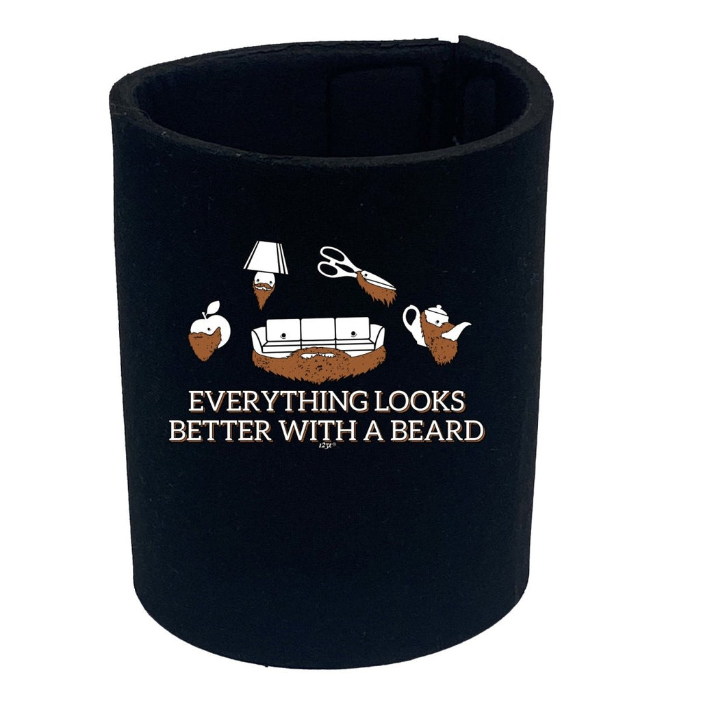 Animal Everything Looks Better With A Beard - Funny Novelty Stubby Holder - 123t Australia | Funny T-Shirts Mugs Novelty Gifts