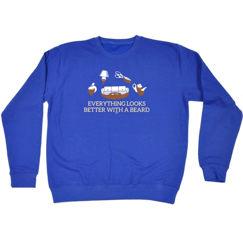 Animal Everything Looks Better With A Beard - Funny Novelty Sweatshirt - 123t Australia | Funny T-Shirts Mugs Novelty Gifts