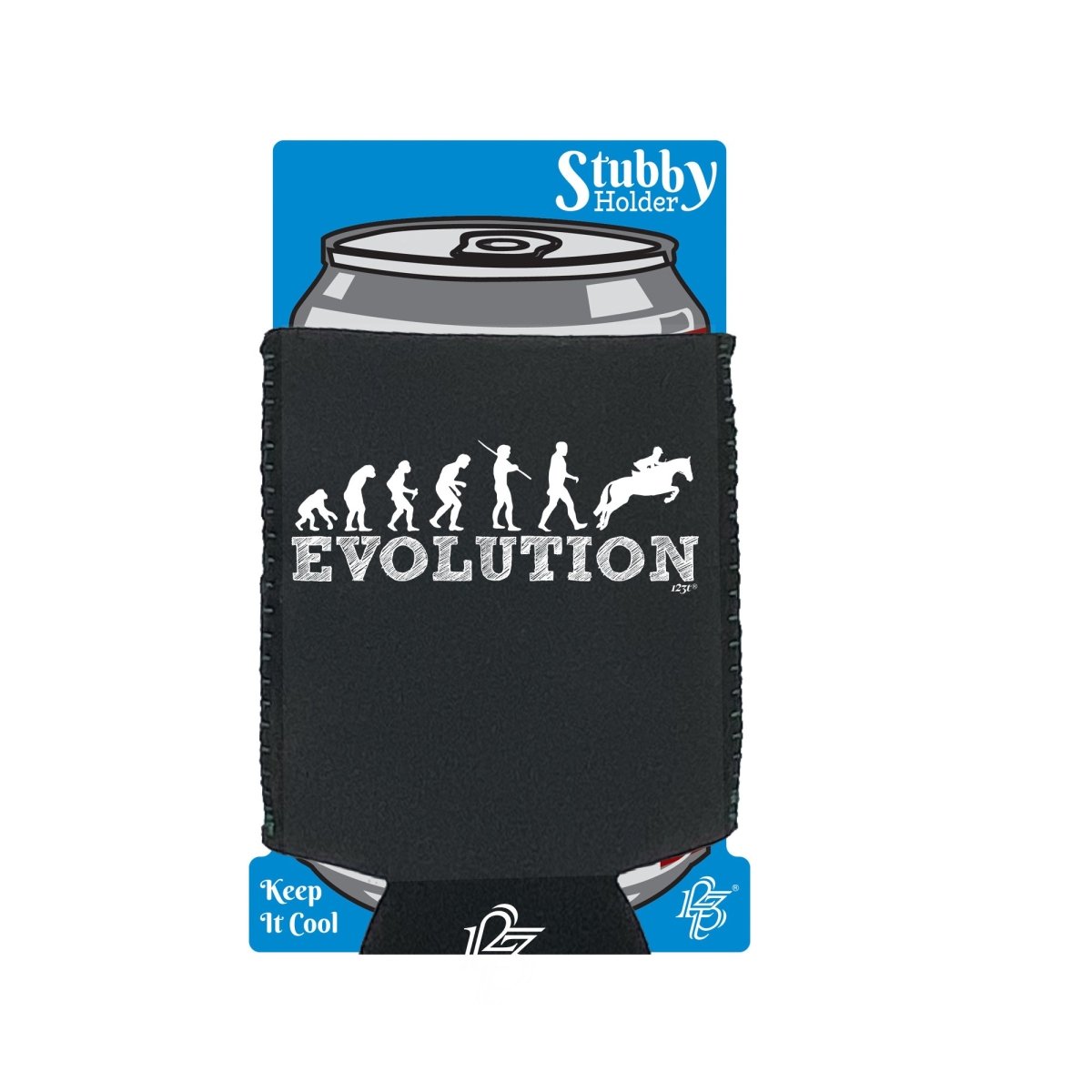 Animal Evolution Horse Jumping - Funny Novelty Stubby Holder With Base - 123t Australia | Funny T-Shirts Mugs Novelty Gifts