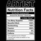 Artist Nutrition Facts - Mens Funny T-Shirt Tshirts - 123t Australia | Funny T-Shirts Mugs Novelty Gifts